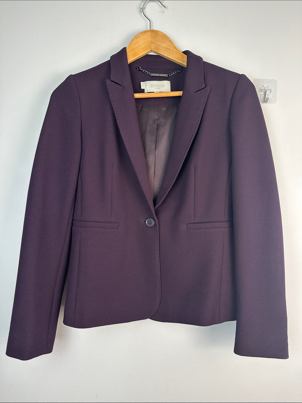 NWOT Hobbs London Vivienne Jacket Abuergine Single Button Blazer Size 4 Office - Picture 9 of 16